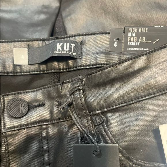 Kut from the Kloth Mia Coated High-Rise Fab AB Toothpick Skinny Black Pants - Picture 3 of 4